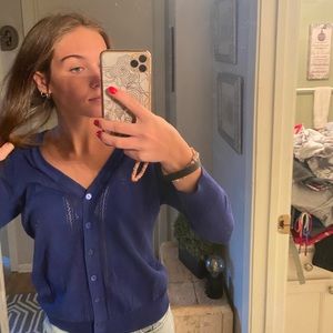 Blue button up sweater